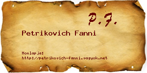 Petrikovich Fanni névjegykártya