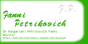 fanni petrikovich business card